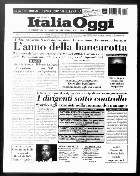 Italia oggi : quotidiano di economia finanza e politica